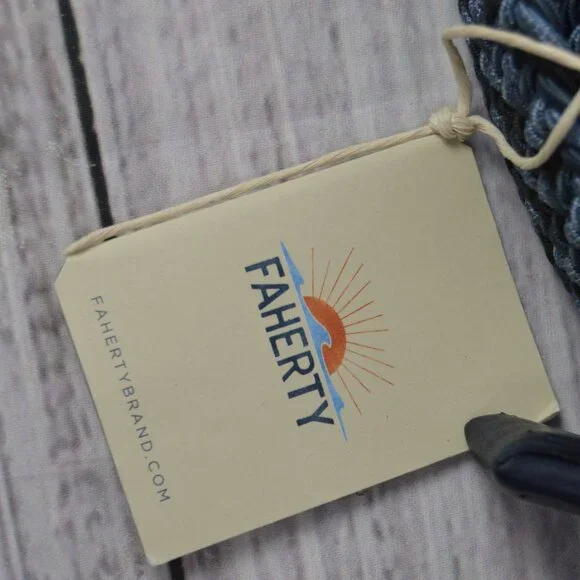 FAHERTY Men's 32 Waist Woven Belt Cerulean Mix Made in USA $148 NEW - Picture 3 of 11